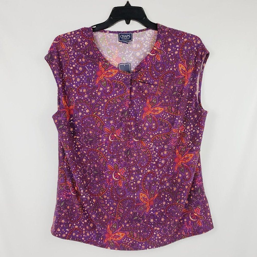 Chaps Womans Plus Size 2 2x Pink floral shirt Top NWT